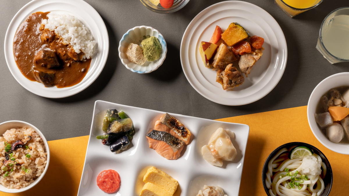 Example of Japanese food arrangement (overhead view)