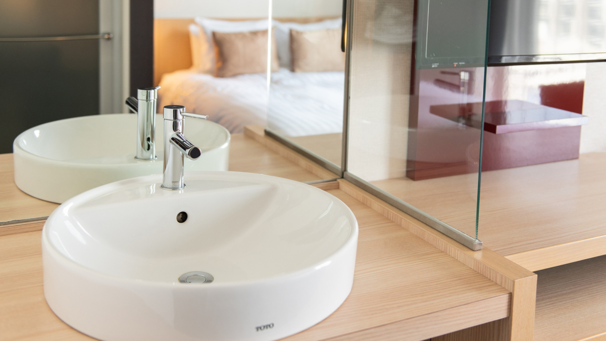 Washbasin in moderate double room