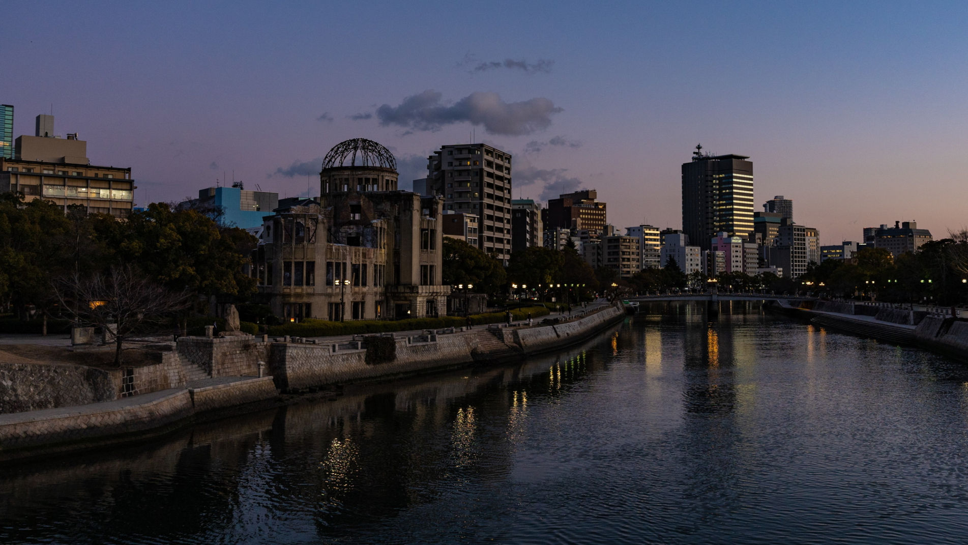 Sunset in downtown Hiroshima