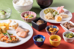 Close-up of buffet food on a plate